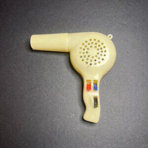 Vintage Rare 1980s Plastic Cream Colored Doll Hair Blow Dryer Pretend Toy 4 x 4"
